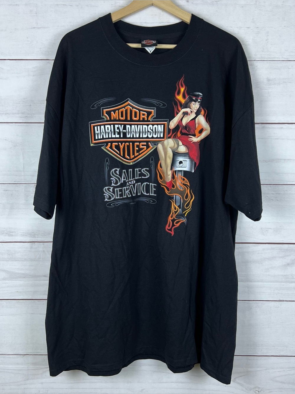 Harley Davidson Pinup Girl Ozark Lebanon Missouri Mens Size 2XL Black T-Shirt